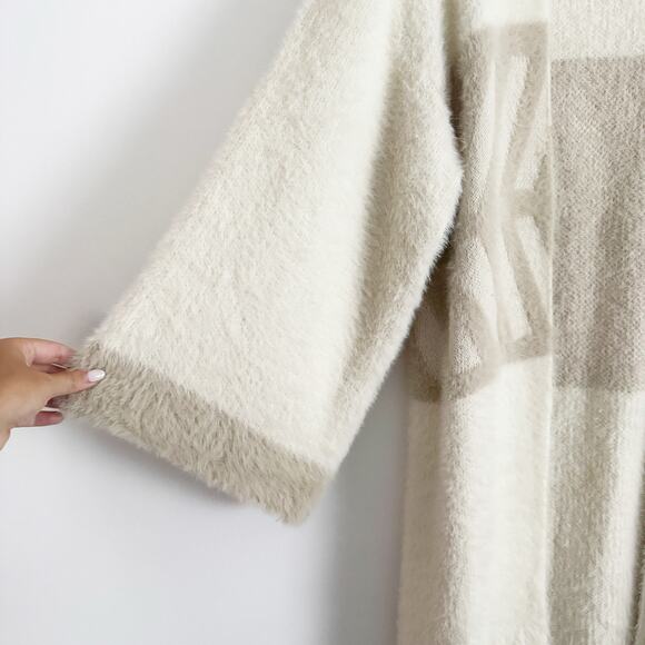ANTHROPOLOGIE Merzouga Kimono Open Front Duster Cardigan Sweater Cream Neutral - Picture 7 of 9